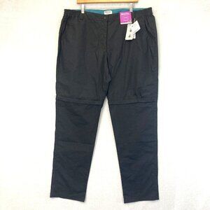 NWT Mountain Warehouse Convertible Hiking Pants Womens 16 Black Zip Off UPF 50+